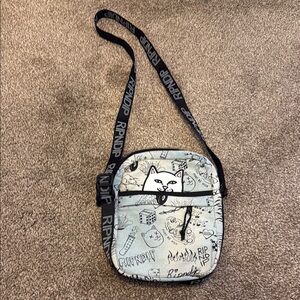 Ripndip Black and White Cat Crossbody Bag